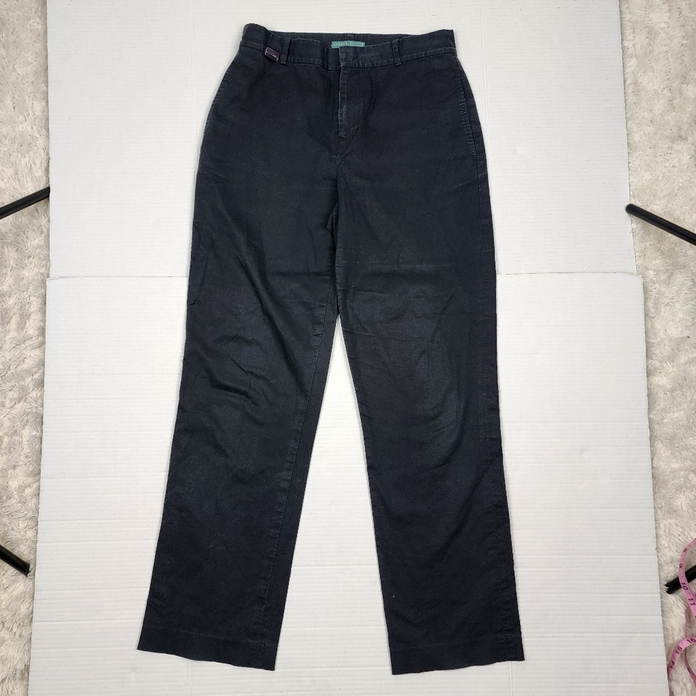 Lauren Active Ralph Lauren Black Cotton Stretch Pants Zip Pockets Size 6 - Picture 3 of 11